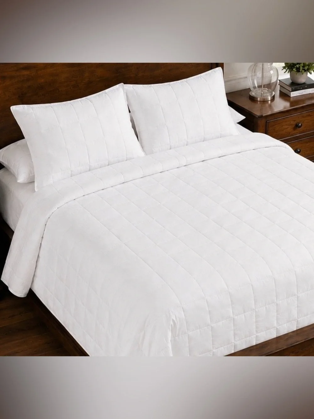 London Fog White Full/Queen 3 Piece Quilt Set New